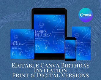 Bewerkbare verjaardagskaart in Canva - print- en digitale versie