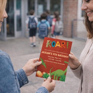 Inbjudan till dinosauriefödelsedag | Redigerbar Canvas-mall | Inbjudan till dinosauriefest för barn | Direkt digital nedladdning bild 10