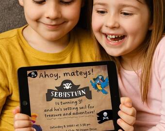 Set van 5 kinderfeestuitnodigingen | Bewerkbare Canva-sjablonen | Digitale download