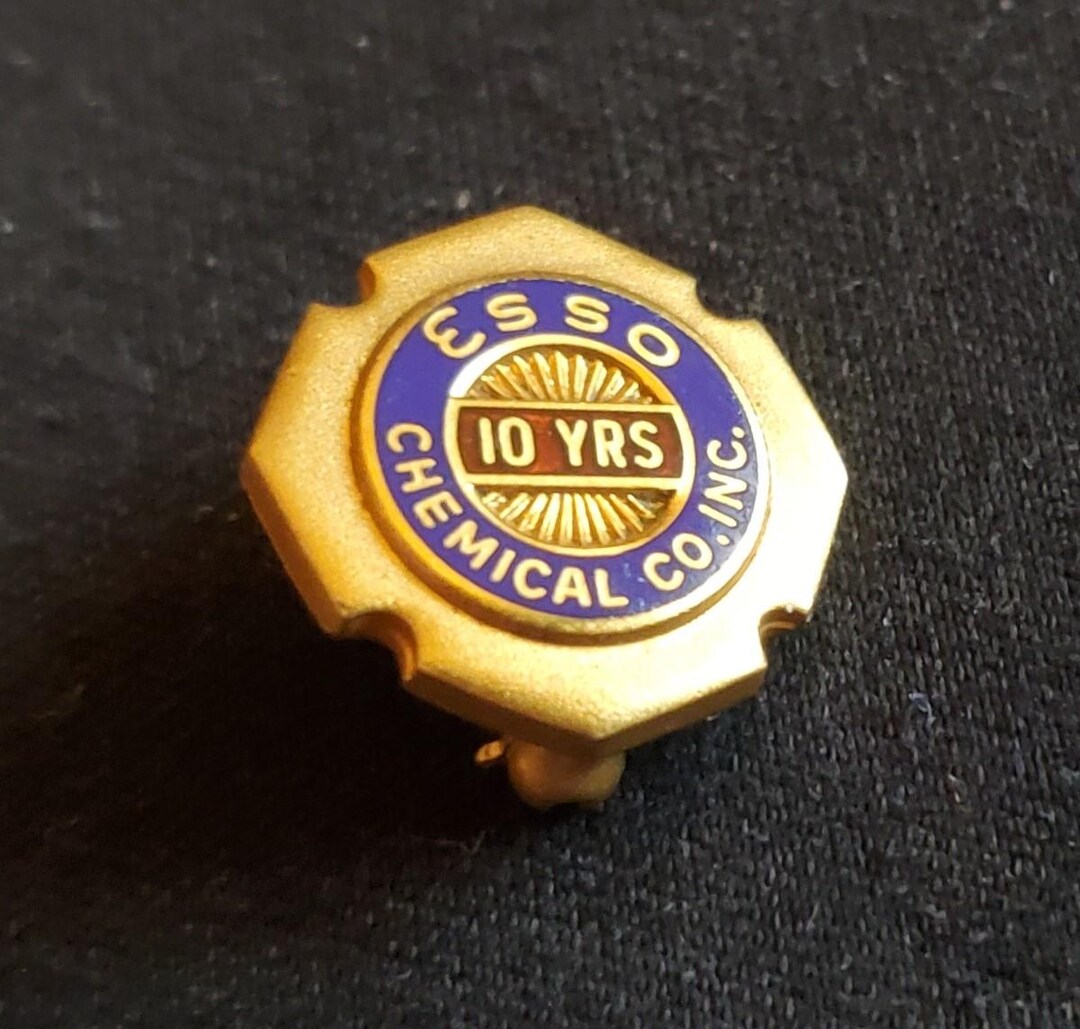 Exxonmobil Pin Vintage ESSO 14K Gold 10 Year Service Pin, Blue Enamel Lapel Pin - Etsy