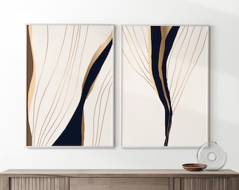 Abstract Wall Art Prints Set of 2: Modern Minimalist Decor (Digital Download)