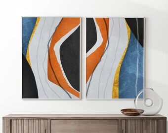 Abstract Wall Art Prints Set of 2: Modern Home Decor (Digital Download