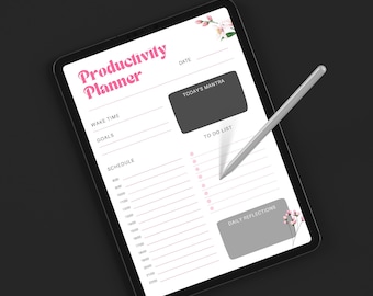 Planificador de productividad imprimible: Diario de gestión de objetivos y tiempo (descarga digital)