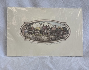 ALICE VILLANUEVA SCOTT Etching "Shopkeeper's Row" #76/250 Signed 1986 Unframed