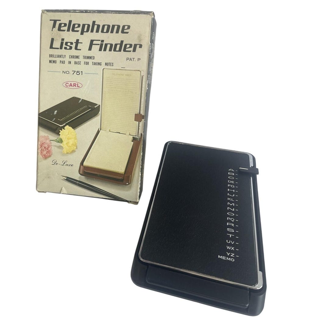 Vintage Carl Telephone List Finder No. 751 Chrome Trim Memo Pad Base ...