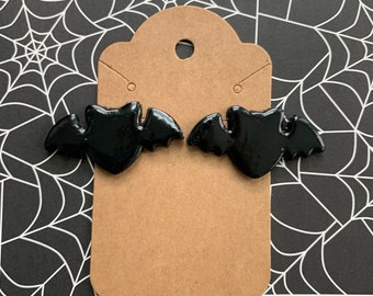 Baby Black Bat polymer clay earrings