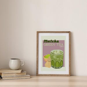 Matcha Latte Print: Retro Kitchen Cafe Art (Digital Download)