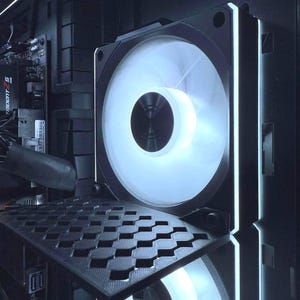 120mm PC Fan Figurine Shelf – 3D Printed Gaming Figure Stand – PC Fan Cover Platform Black