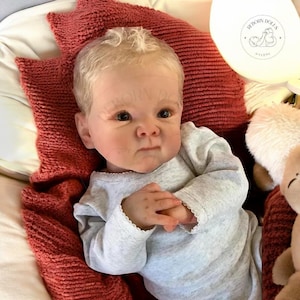 Reborn doll boy, 20-Inch Full Body Vinyl Bettie Reborn Doll – Washable Handmade Lifelike Boy with Rooted White Gold Hair