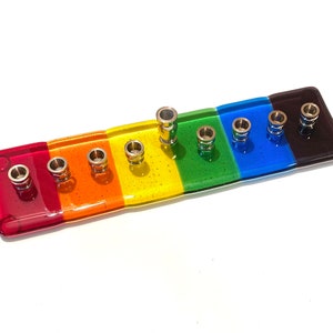 Fused Glass Pride Menorah, Rainbow Menorah, Equality Flag Hanukkah Gift