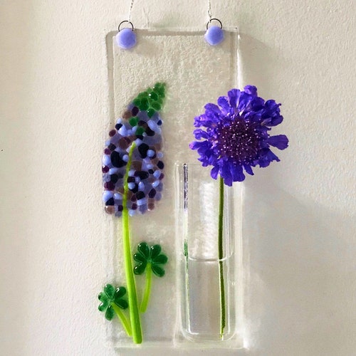Fused Glass Wall Vase Purple Wall Hanging Bud Vase Purple Etsy