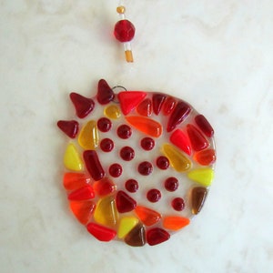 Fused Glass Pomegranate Decor, Mosaic Pomegranate Sun Catcher, Rosh Hashanah Wall Art, Bat Mitzvah Gift, Rimon, Judaica
