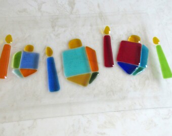 round trivet Chanukkah gift,challah board driedel Jewish gift menorah tempered glass judaica home decor Latke platter Hanukkah plate