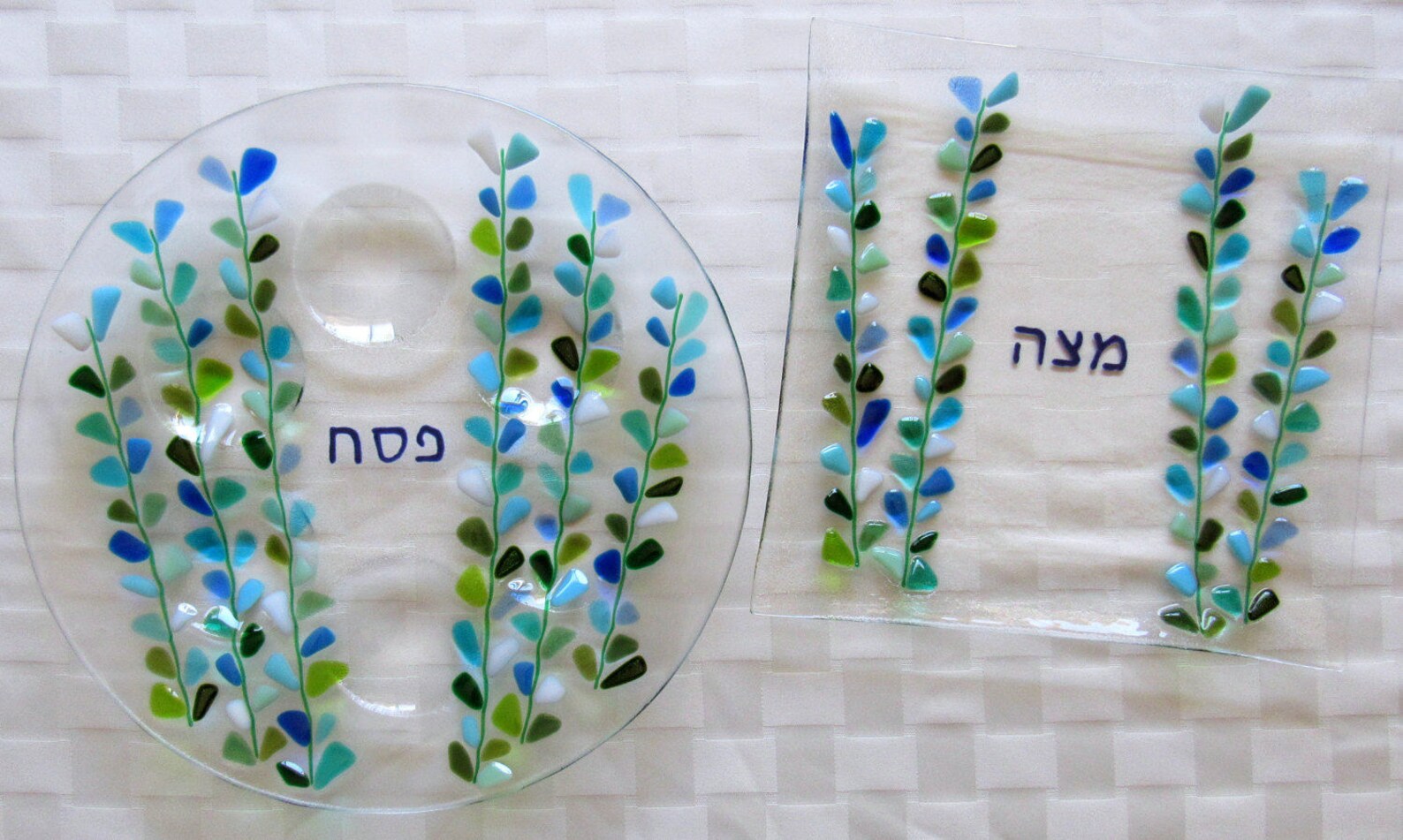 Fused Glass Seder Plate Passover Platter Spring Festival Etsy