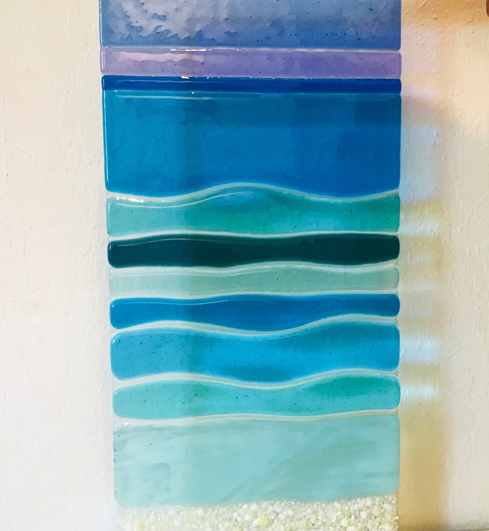 Fused Glass Beach Wall Art Blue Glass Ocean Waves Turquoise Etsy