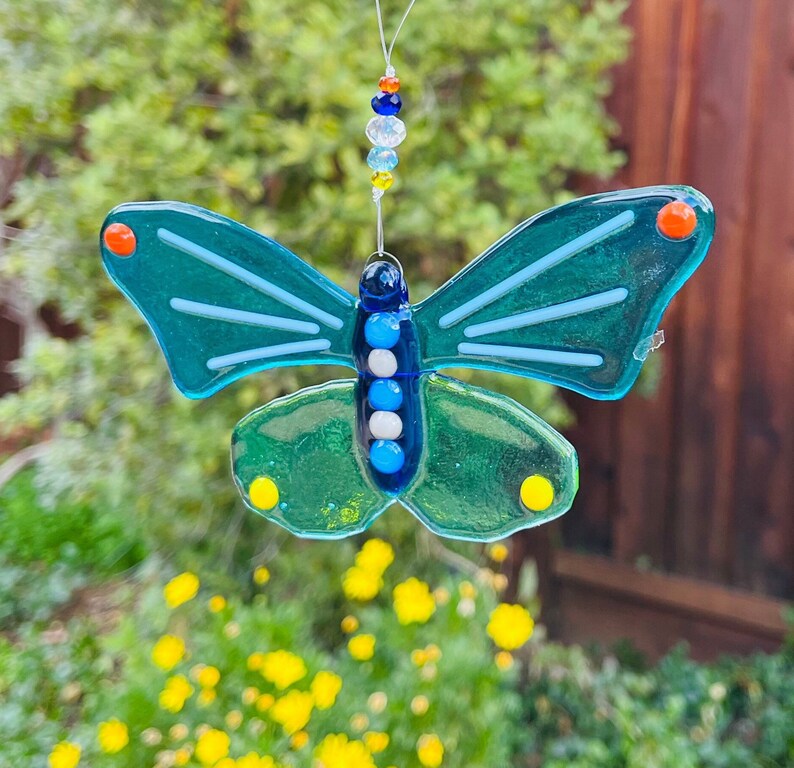 Fused Glass Butterfly Suncatcher Wall Hanging Butterfly Etsy