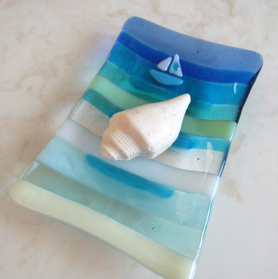 NEW * Sanwood Soap Dish From Polyresin in Blue/Transparent