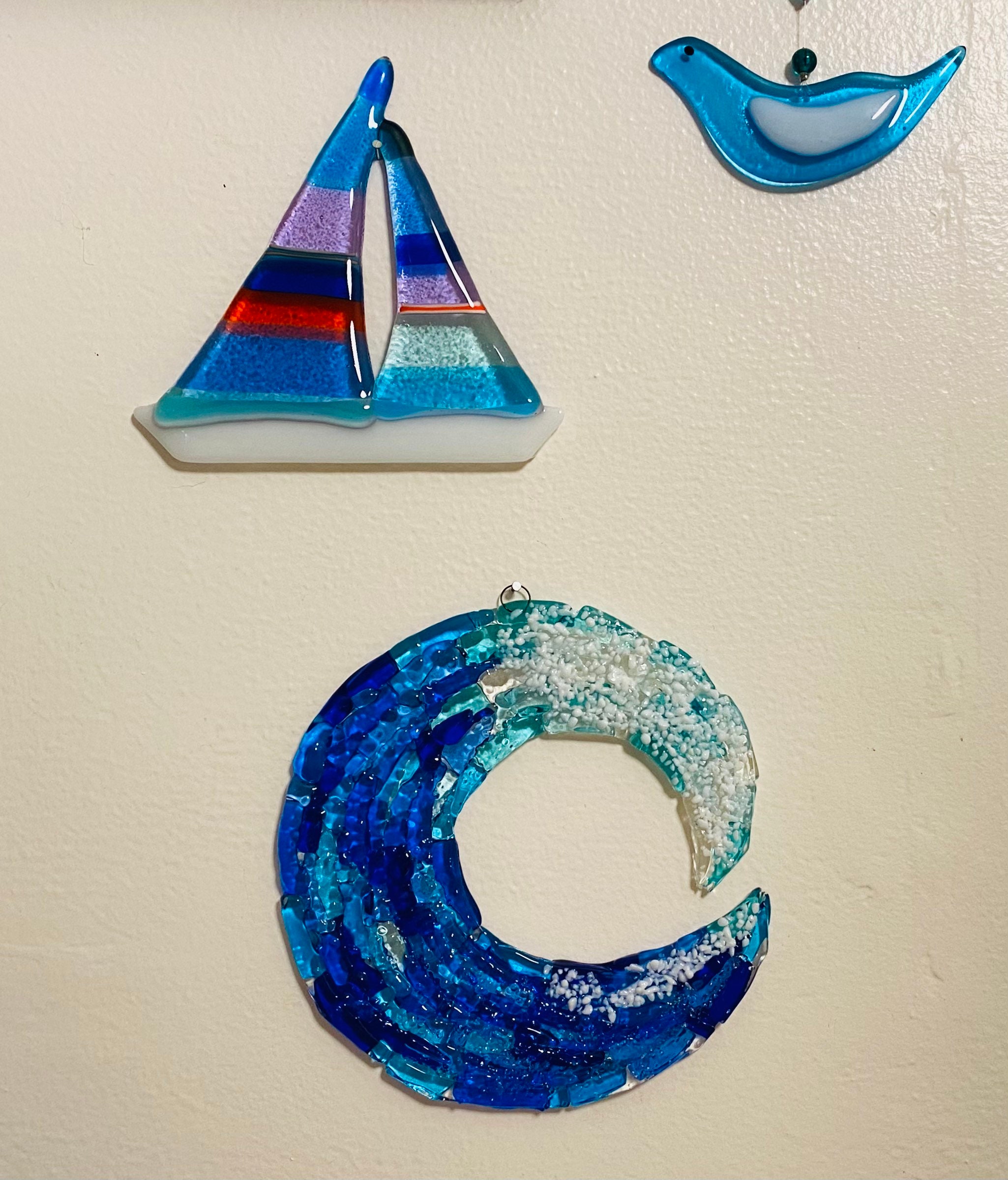 Fused Glass Ocean Wave Art Glass Wave Wall Decor Blue Ocean Etsy