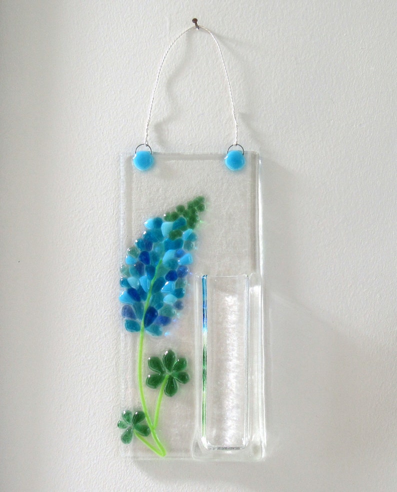 Fused Glass Wall Vase Wall Hanging Bud Vase Turquoise Blue Etsy