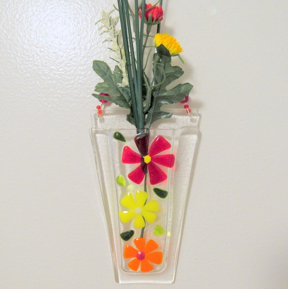 Fused Glass Wall Vase Mothers Day Gift Flower