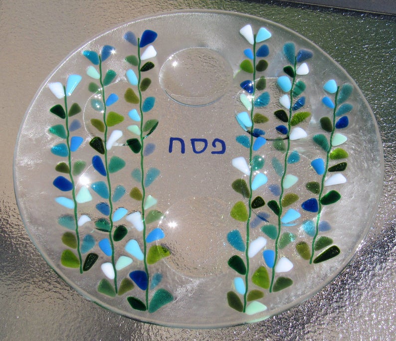 Fused Glass Seder Plate Passover Platter Spring Festival Etsy