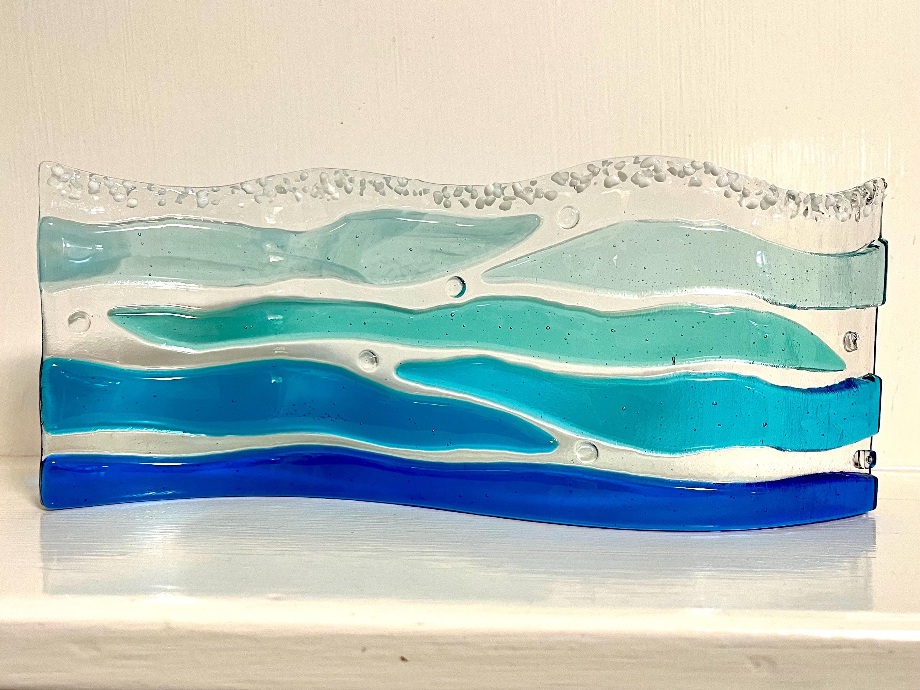 Fused Glass Ocean Wave Art, Turquoise Beach Decor - Etsy