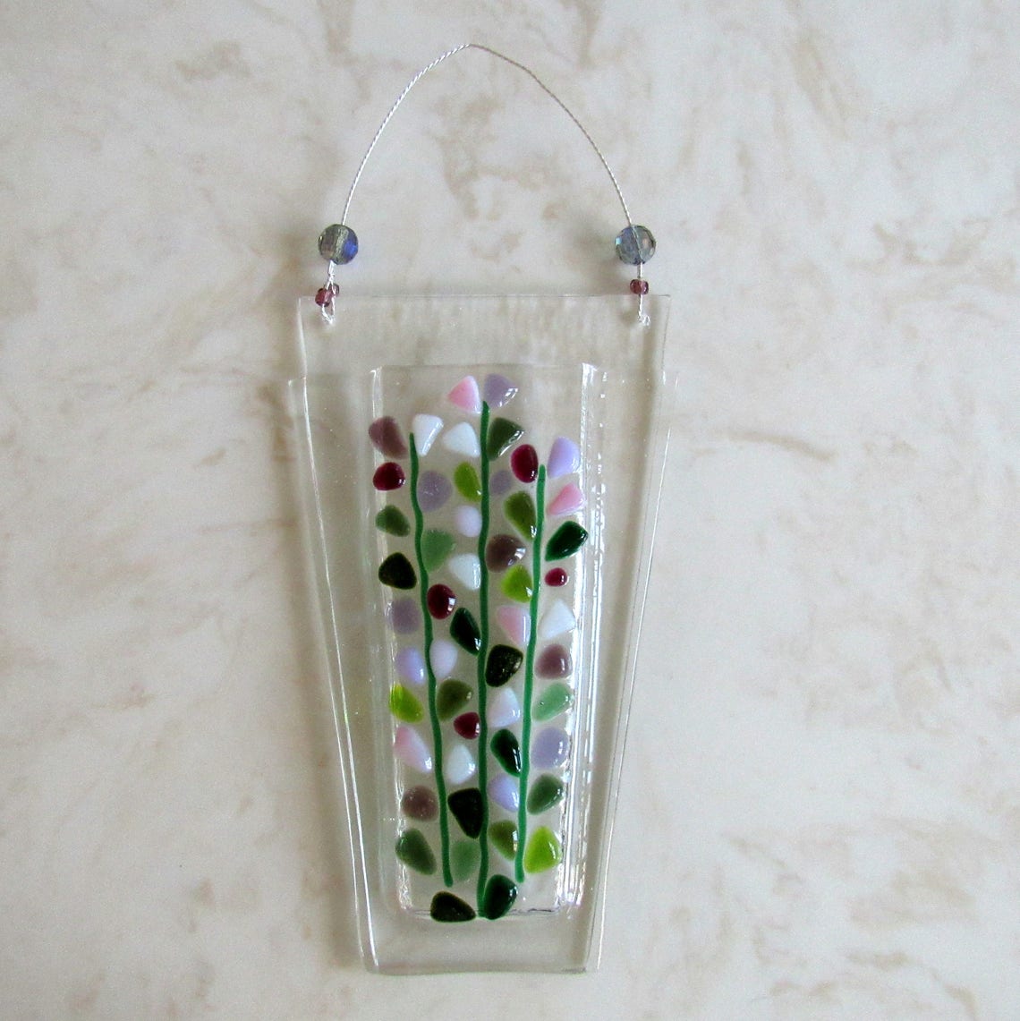 Fused Glass Wall Pocket Vase Flowers Vase Blooming Branches Etsy