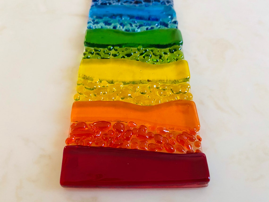 Fused Glass Rainbow Suncatcher Personalized Rainbow Bridge Etsy