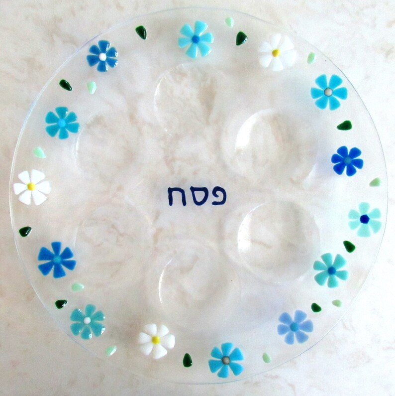 Fused Glass Seder Plate Floral Passover Platter Spring Etsy