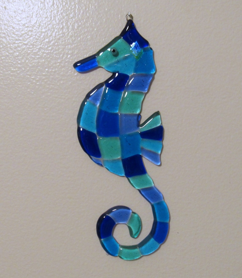 Fused Glass Seahorse Wall Art Ocean Beach Decor Turquoise Etsy