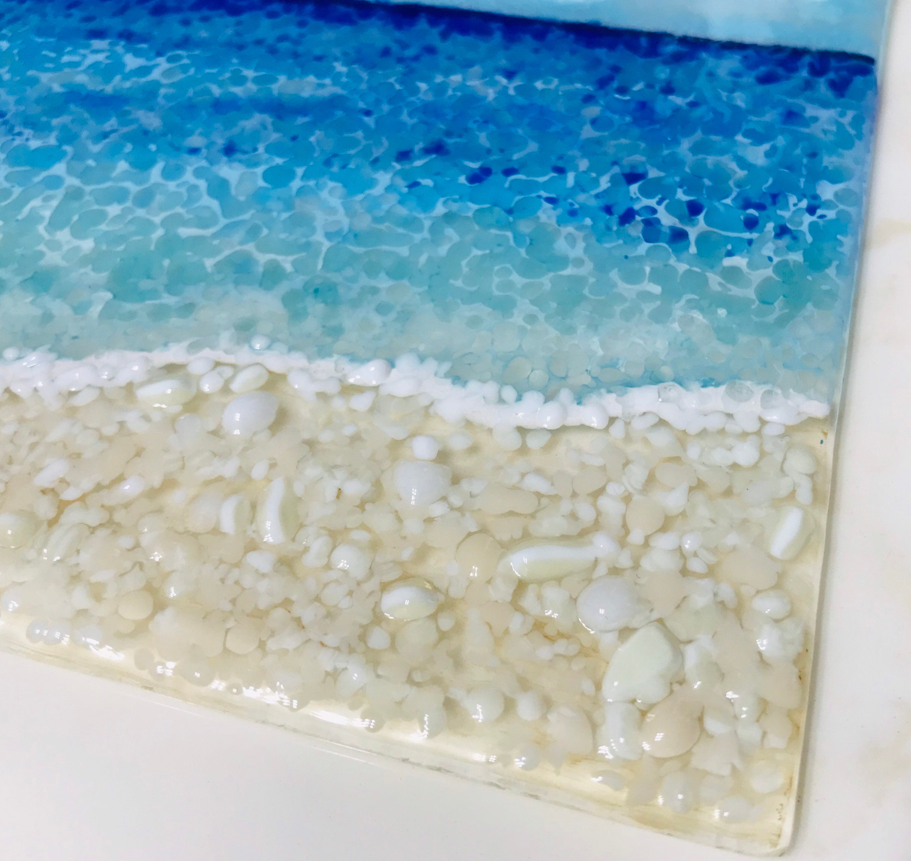 Fused Glass Beach Wall Art Sea Glass Sun Catcher Blue Ocean Etsy