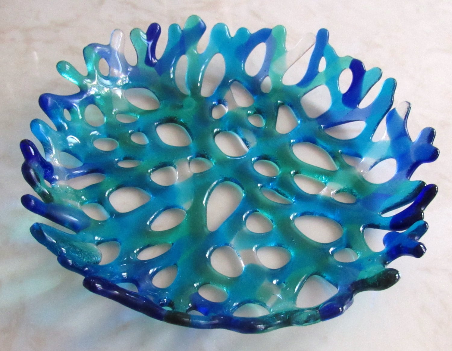 Fused Glass Coral Bowl Branching Coral Wall Decor