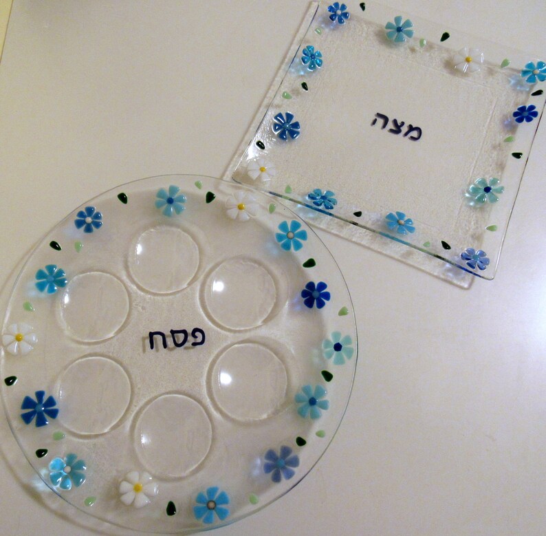 Fused Glass Seder Plate Floral Passover Platter Spring Etsy
