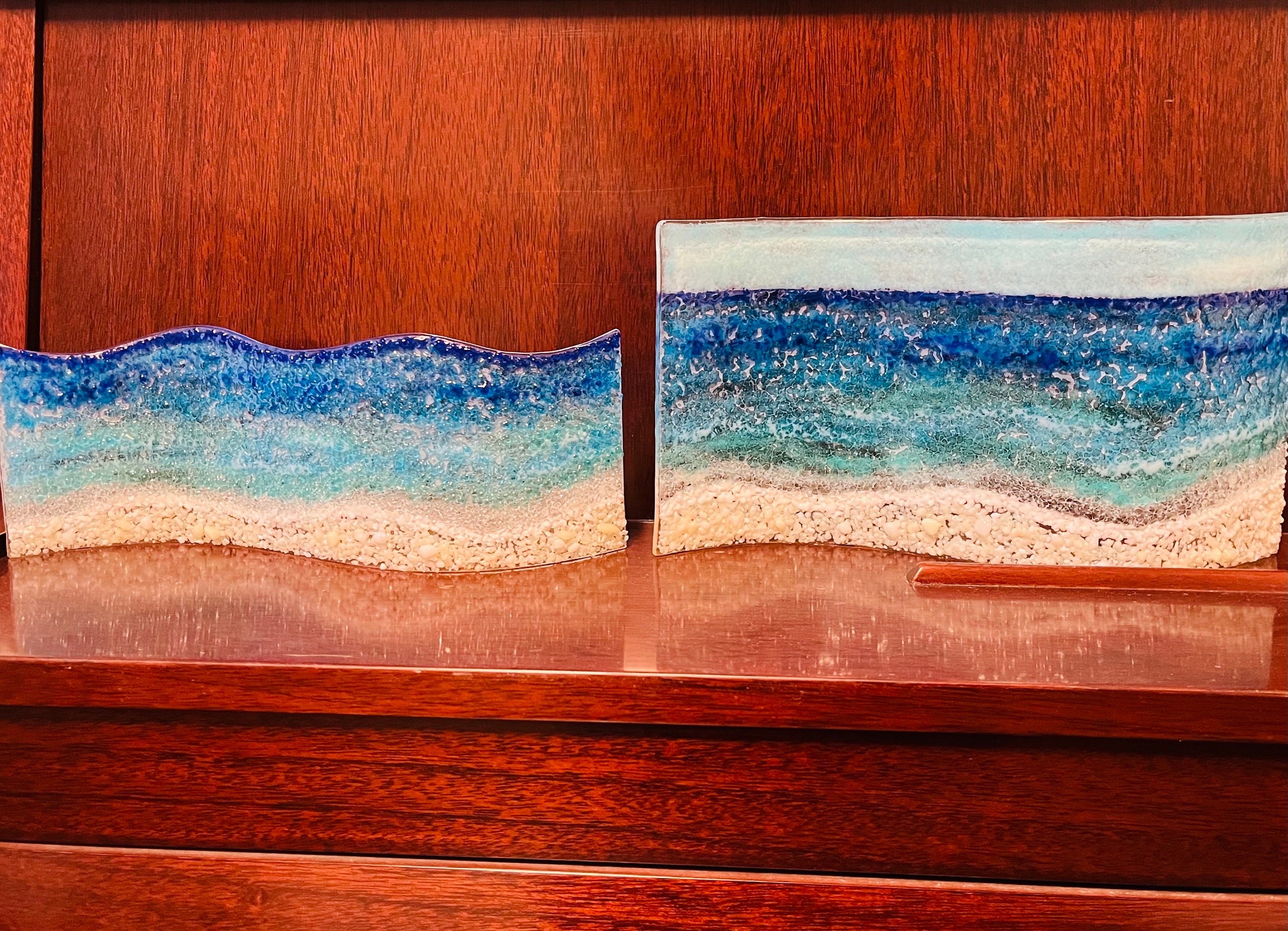 Fused Glass Ocean Wave Free Standing Glass Wave Art Beach Etsy Canada