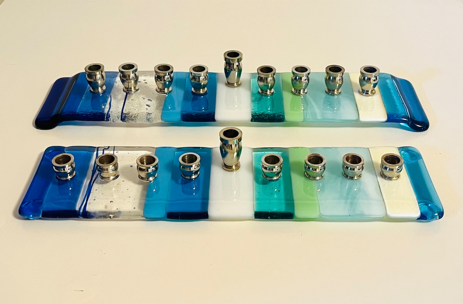 Hanukkah Menorah Fused Glass Beach Menorah Ocean Beach Bat Etsy