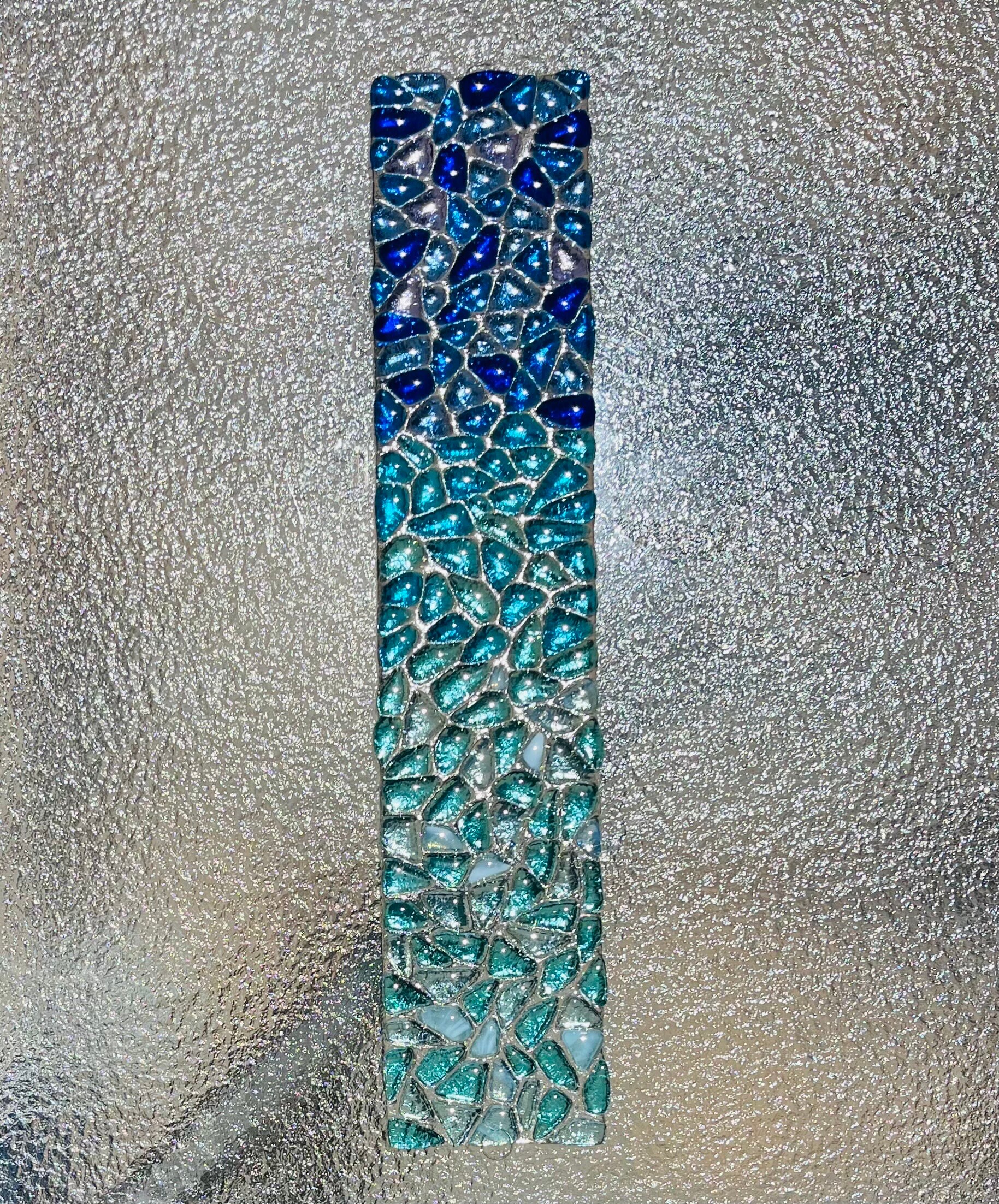 Fused Glass Beach Wall Art, Mosaic Ombré Glass Doorpost