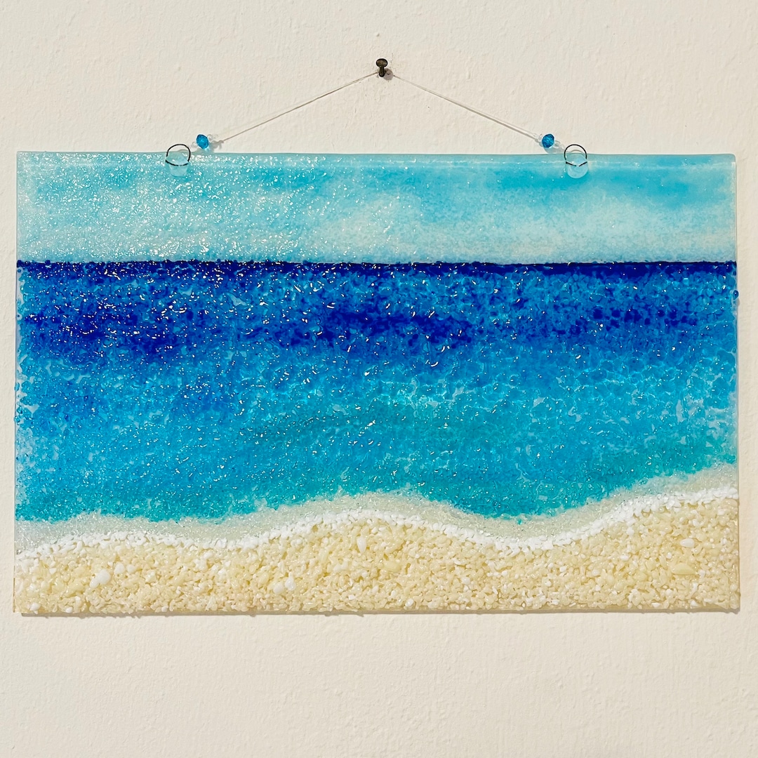 フューズド ガラス ビーチ ウォール アート、シーグラス サン