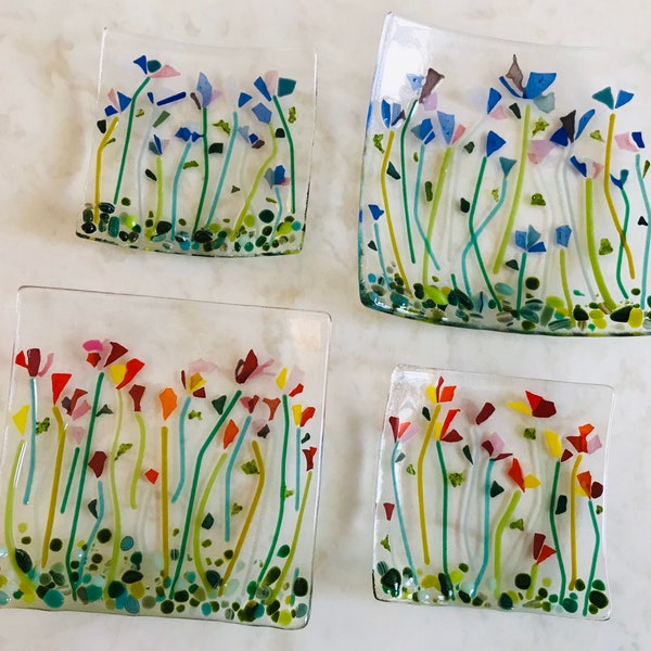 Glass Plate Flower Etsy