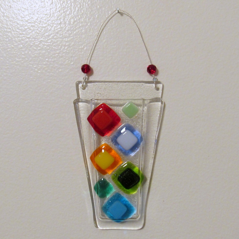 Fused Glass Wall Vase Flower Vase Wall Hanging Pocket Vase Etsy