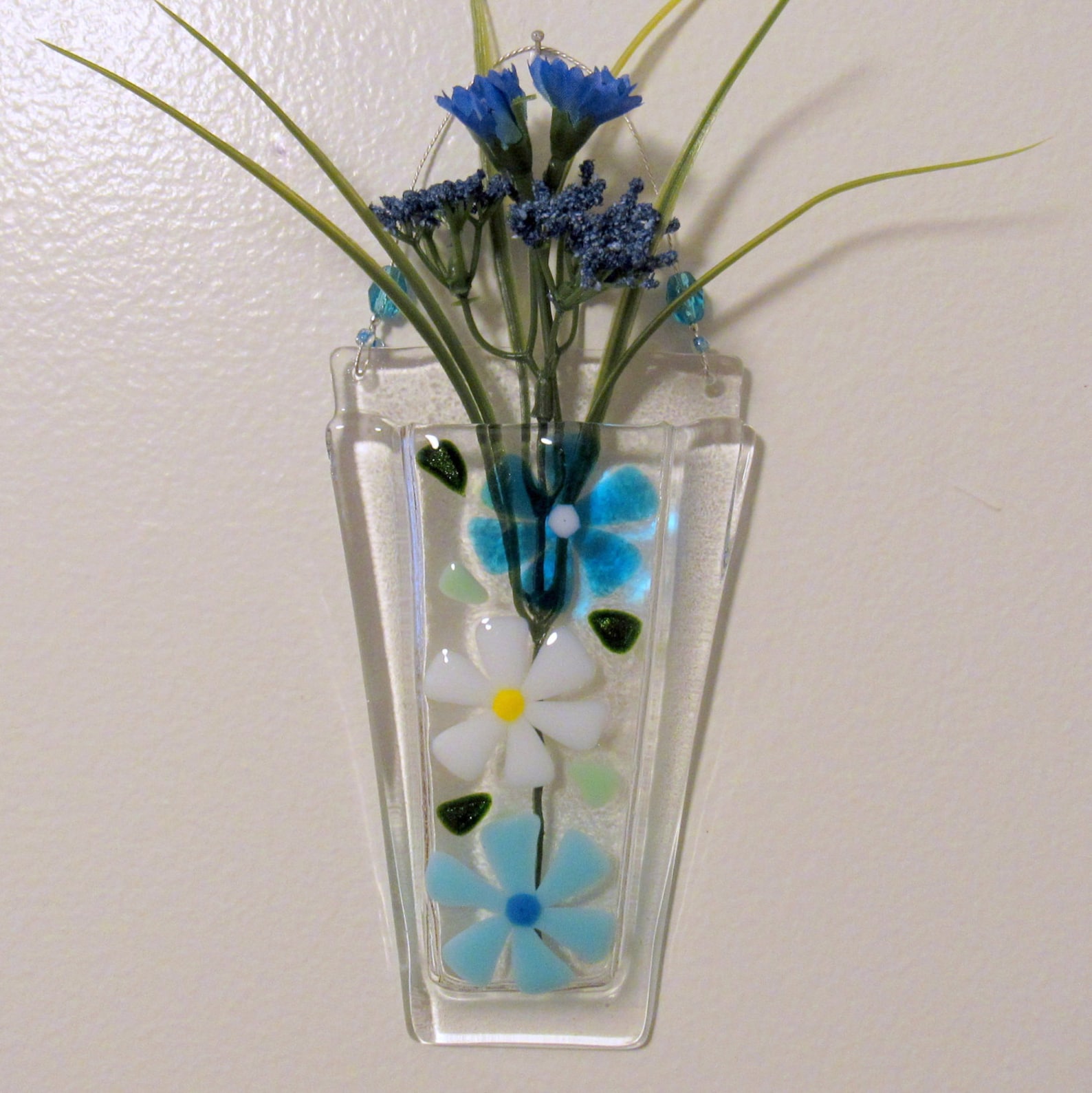 Fused Glass Wall Vase Flower Vase Wall Hanging Pocket Etsy