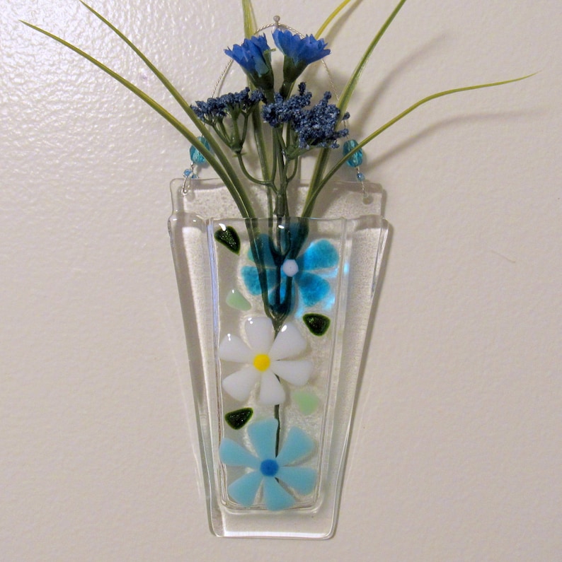 Fused Glass Wall Vase Flower Vase Wall Hanging Pocket Etsy