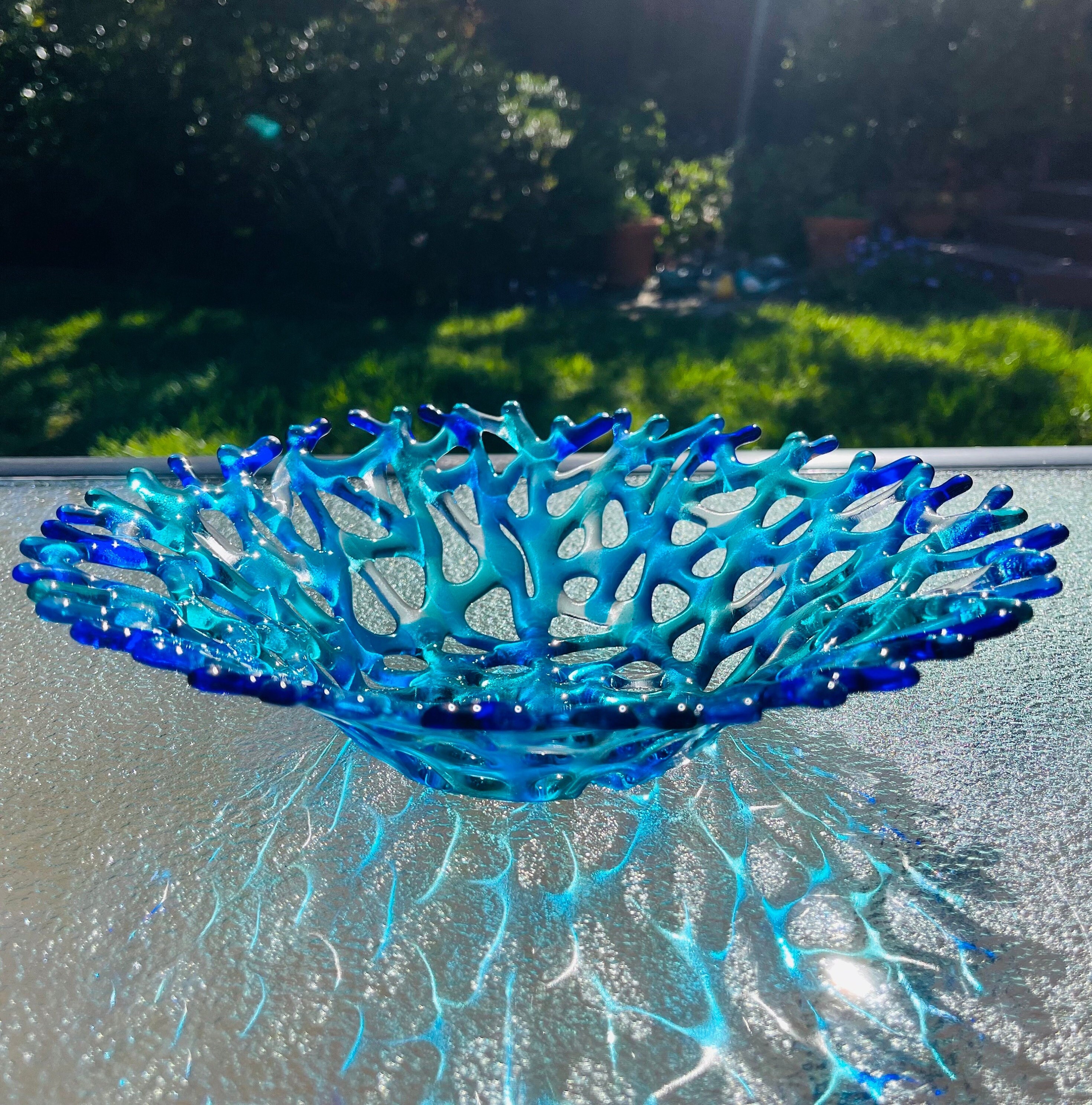 Blue glass fish dish - Etsy 日本