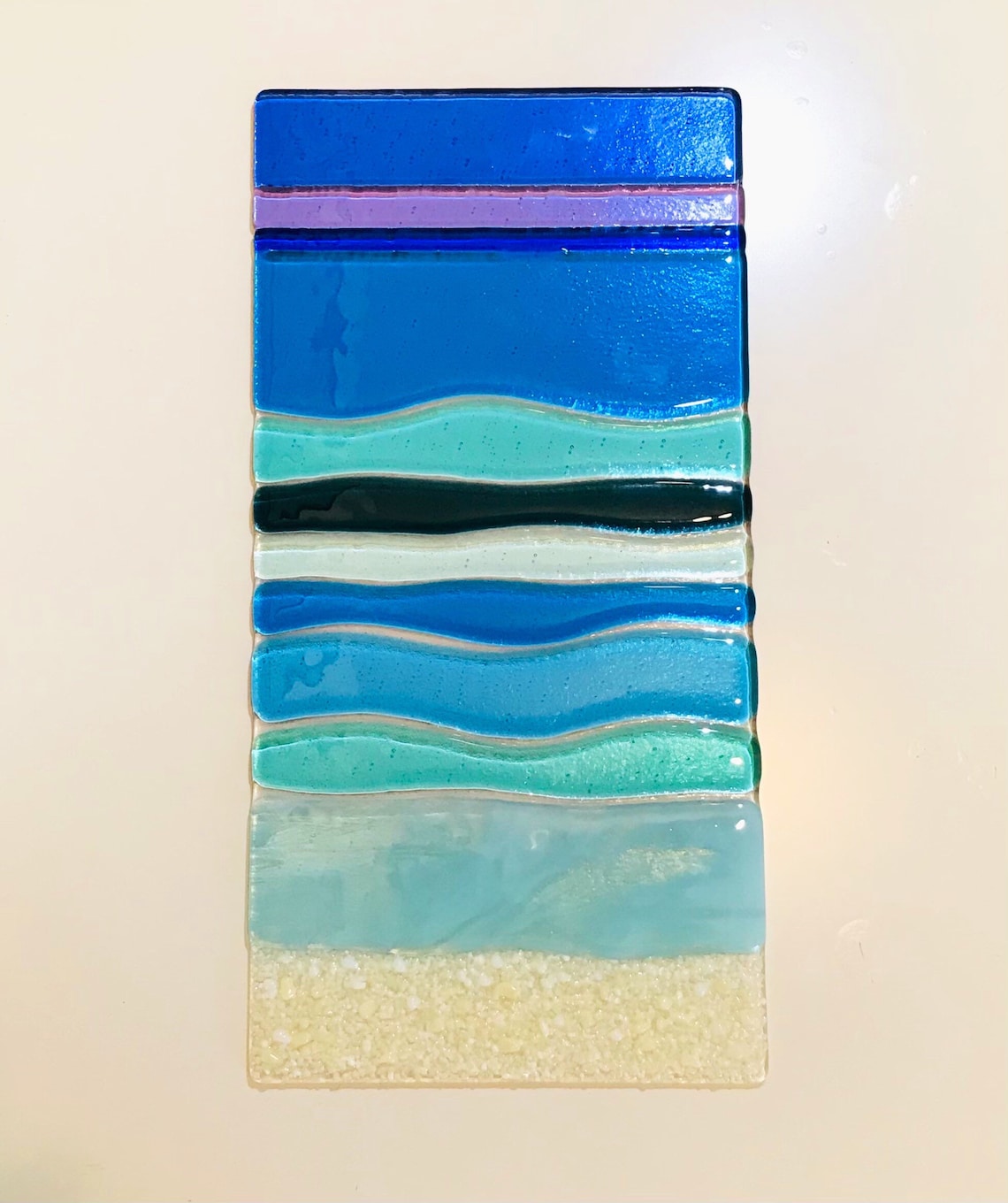 Fused Glass Beach Wall Art Blue Glass Ocean Waves Turquoise Etsy