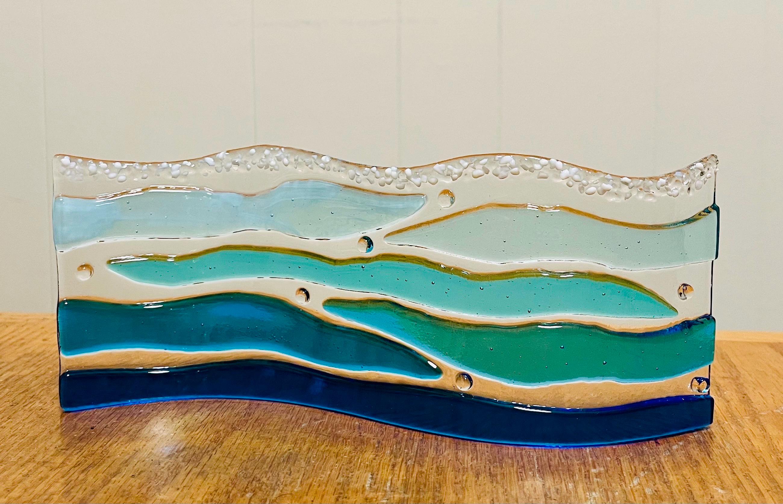 Fused Glass Ocean Wave Art, Turquoise Beach Decor - Etsy