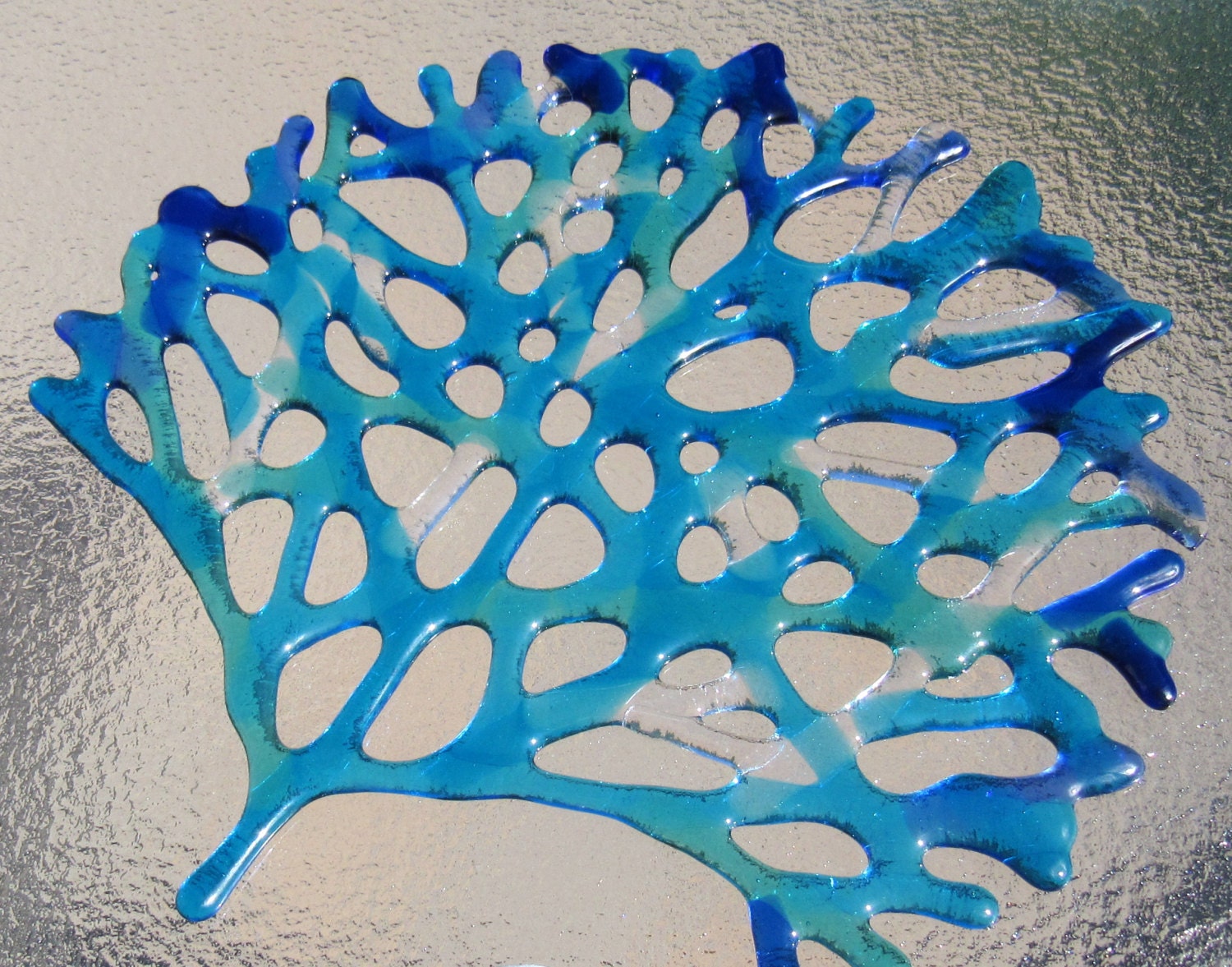 Fused Glass Coral Sea Coral Wall Decor Blue and Turquoise Etsy UK