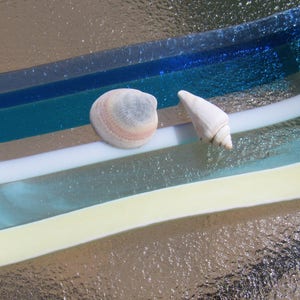 Fused Glass Plate, Glass Wave, Beach Spoon Rest, Turquoise Sea Glass Sushi Tray, Beach Glass Art, Sea Glass Jewelry Keeper, Tropical