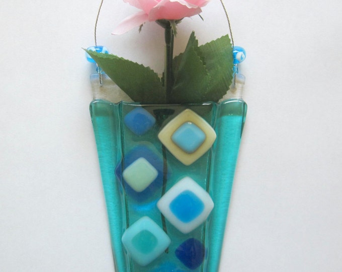 Fused Glass Wall Vase Modern Glass Flower Vase Glass Wall Etsy