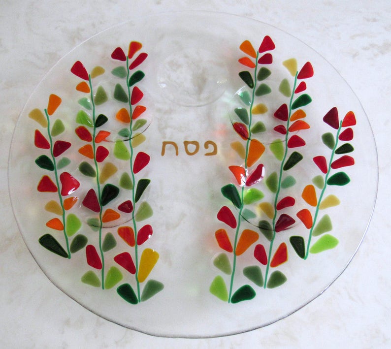 Fused Glass Passover Seder Plate Passover Platter Spring Etsy