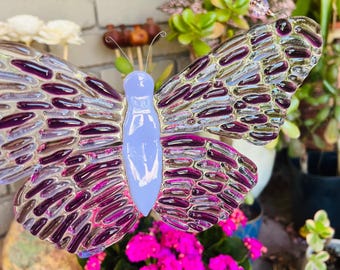 Fused Glass Butterfly Suncatcher, Purple Lavender Decor