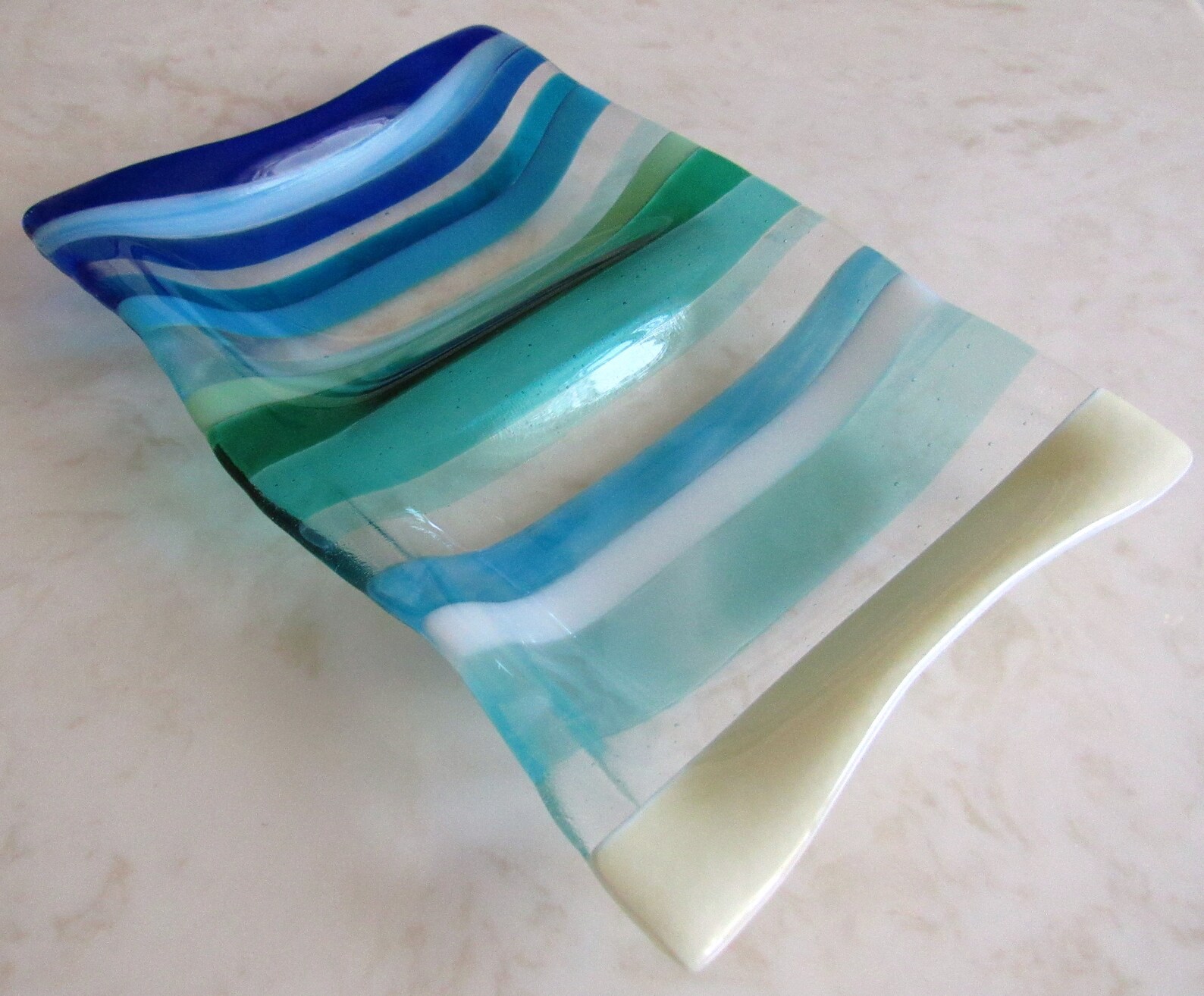 Fused Glass Plate Ocean Beach Divided Serving Tray Sea Glass Etsy
